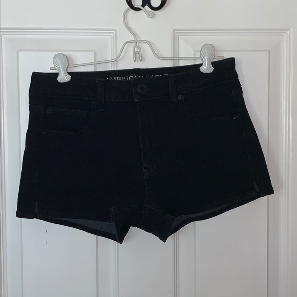 stretchy black jean shorts